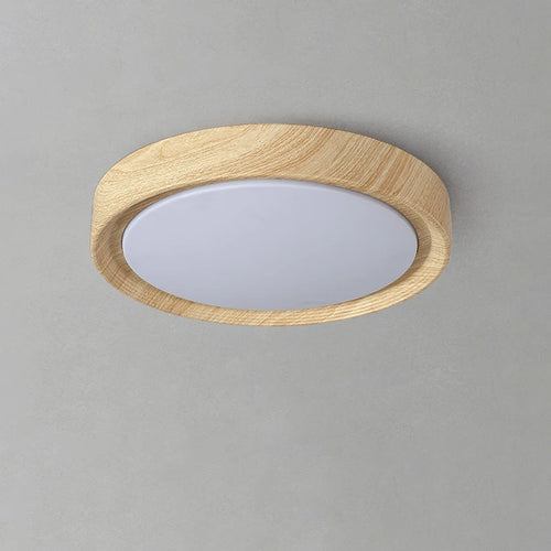 lampe circulaire simple style nordique grain de bois éclairage entrée balcon porche - vue 5 sur 12