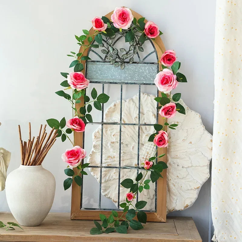 vignes de roses artificielles en soie pour décoration intérieure - vue 10 sur 12
