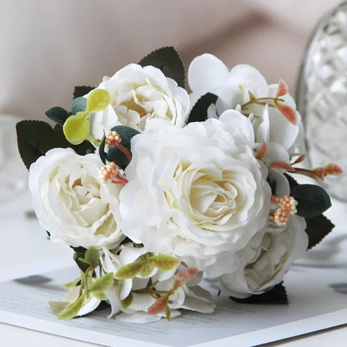 bouquet de pivoines roses en soie pour décoration intérieure - vue 10 sur 12