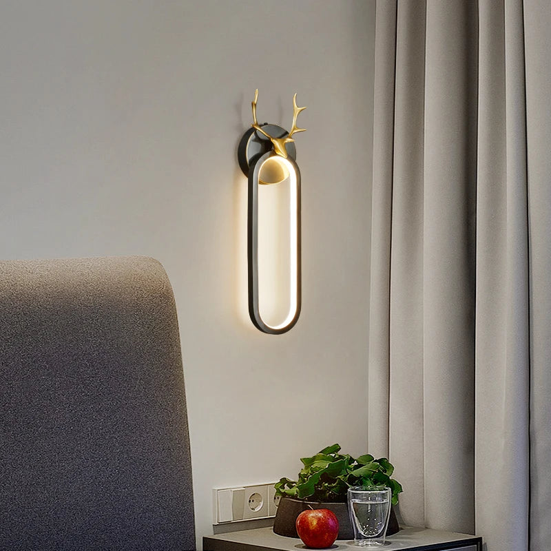 applique murale à led en cuivre tête de cerf art déco moderne - vue 2 sur 12