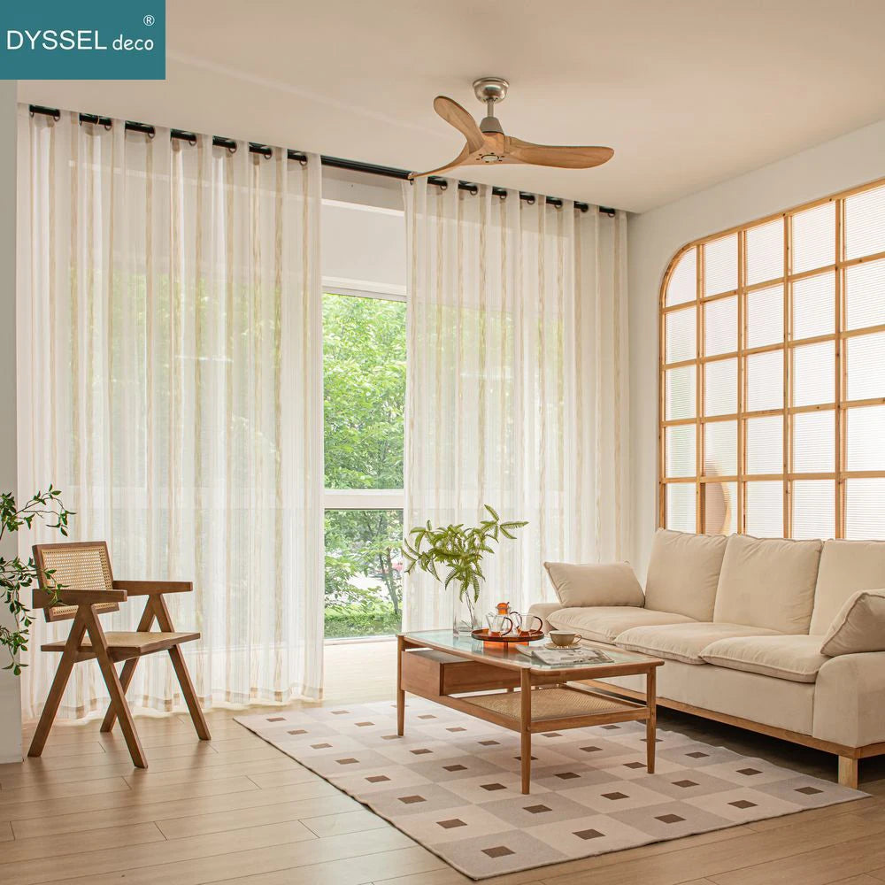 Voilage rideau rayé style moderne pour salon chambre - vue 4 sur 6