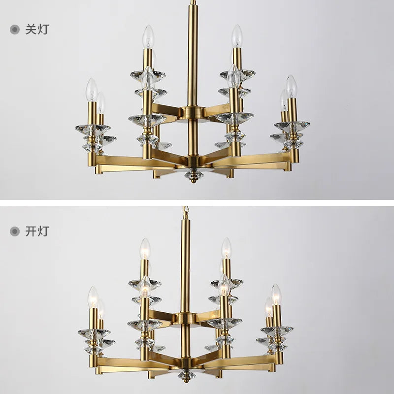 lustre en cristal style industriel européen rétro en fer - vue 4 sur 11