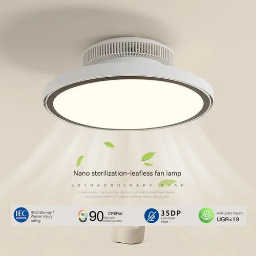 ventilateur de plafond moderne avec éclairage led réglable et stérilisation - vue 3 sur 7