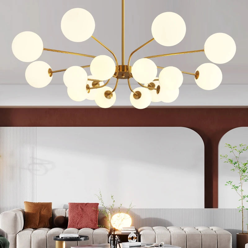 suspension en métal chromé avec boule de verre décorative - vue 4 sur 10