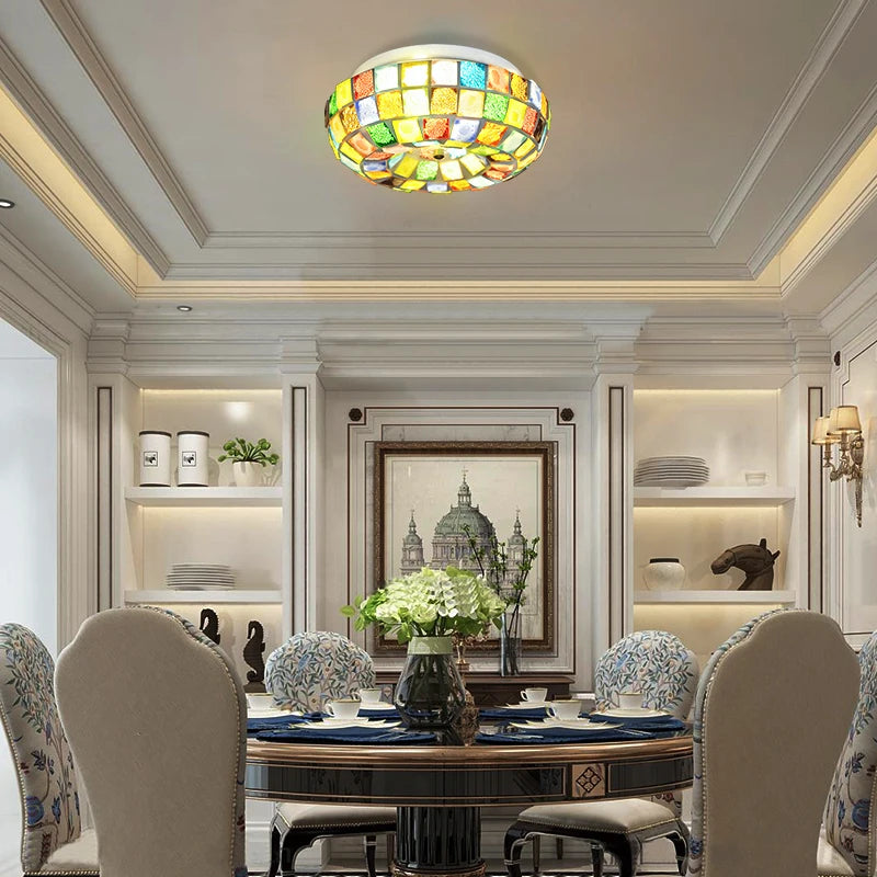 plafonnier led tiffany style bohème pour un éclairage coloré - vue 3 sur 7