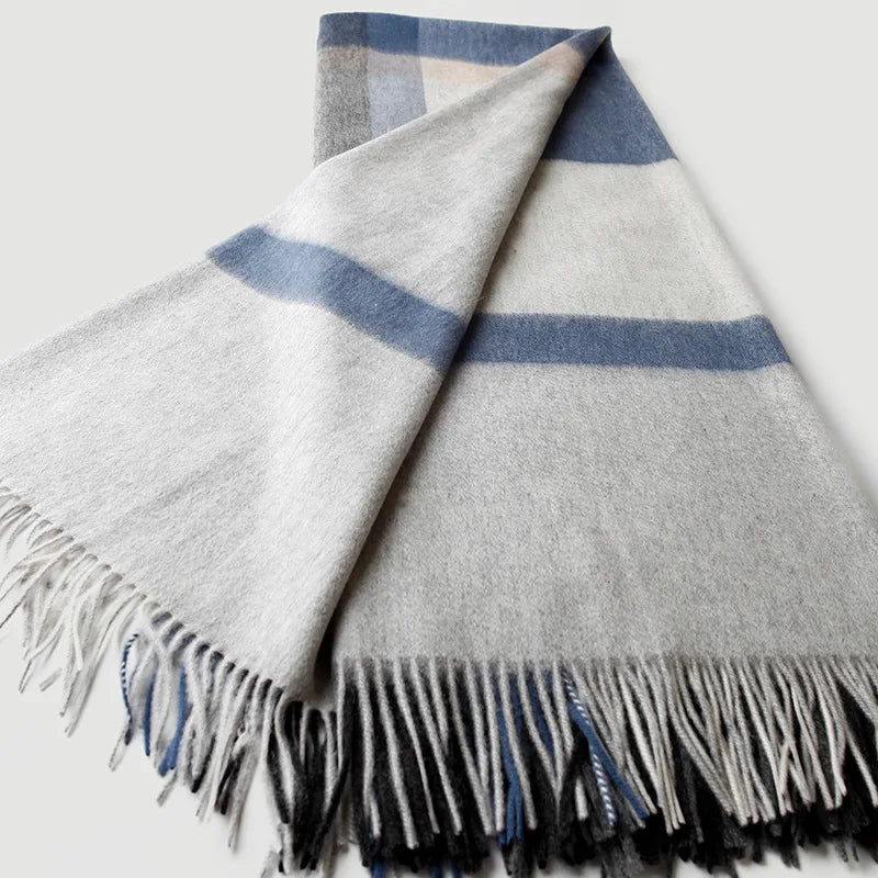 plaid laine jacquard franges motif raye salon voyage