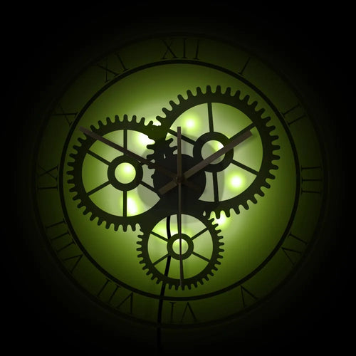 horloge murale rétro silencieuse à chiffres romains et engrenages mécaniques - vue 7 sur 8