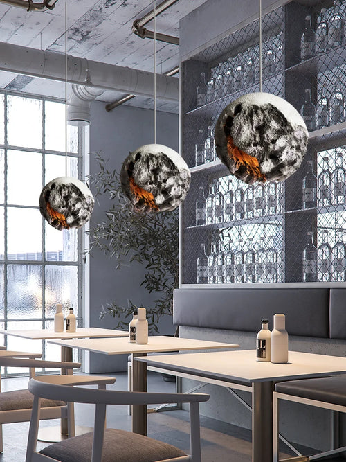 lustre moderne en forme de lune pour décoration intérieure - vue 5 sur 8