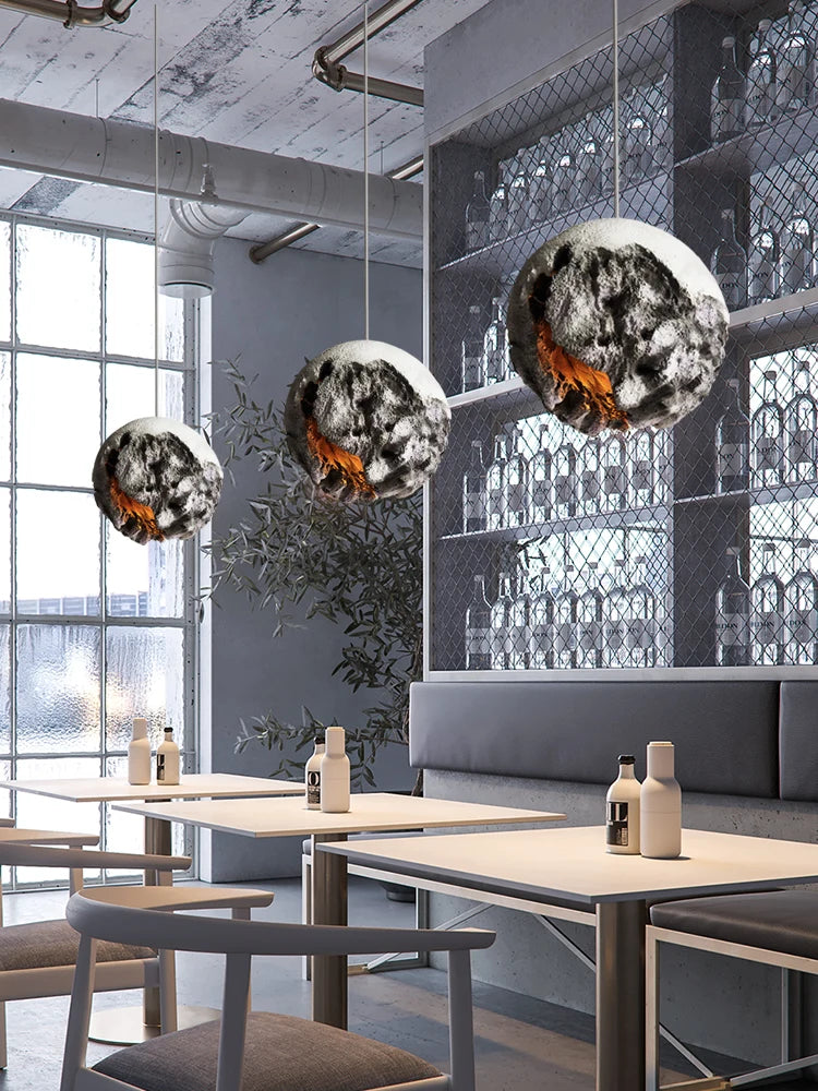 lustre moderne en forme de lune pour décoration intérieure - vue 4 sur 8