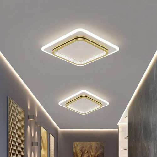 Plafond moderne à LEDs lumières pour l'entrée de la maison luminaires d'intérieur avec abat-jour en cristal lumières rondes carrées Luminaria - vue 5 sur 14