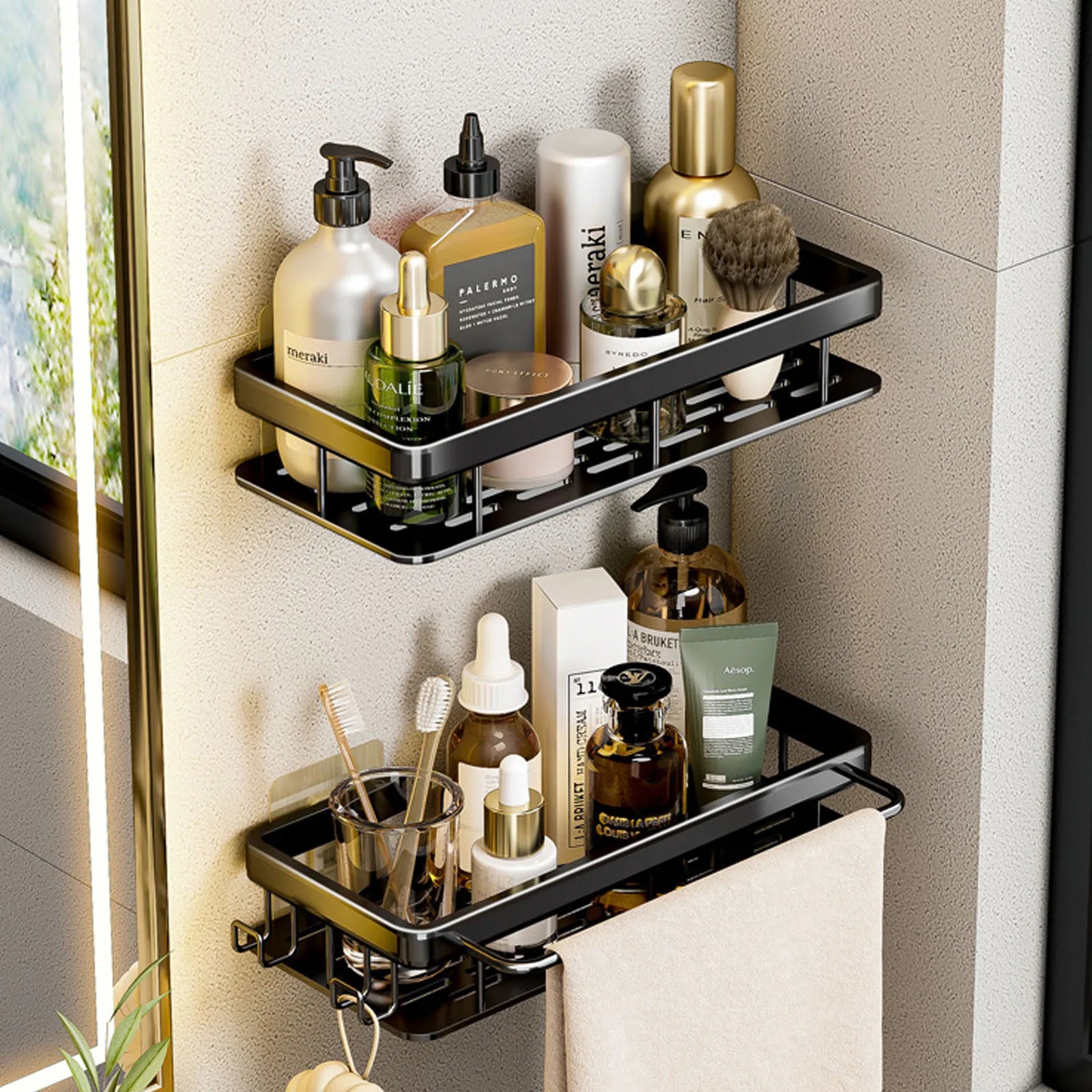 etagère murale sans perçage pour rangement de salle de bain et cuisine - vue 2 sur 30