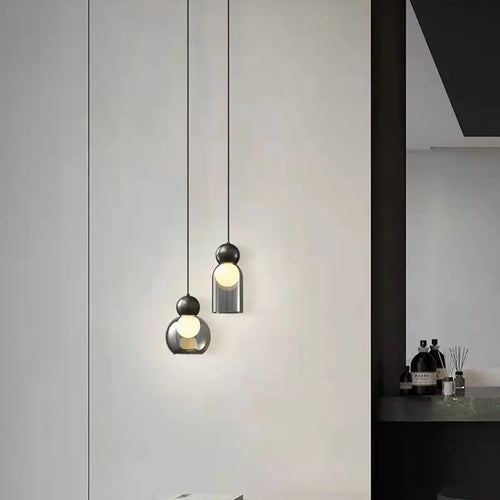 suspension moderne en verre transparent décorative et réglable - vue 2 sur 10