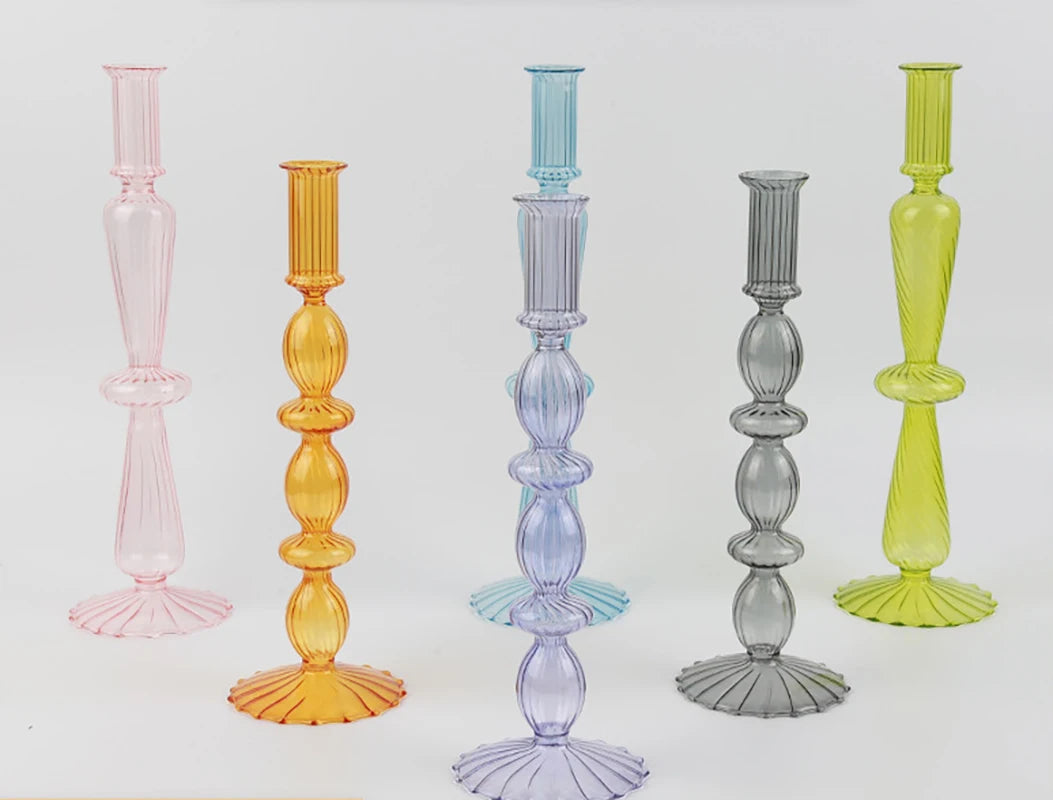 bougeoir en verre multicouche pour décoration de table - vue 2 sur 13