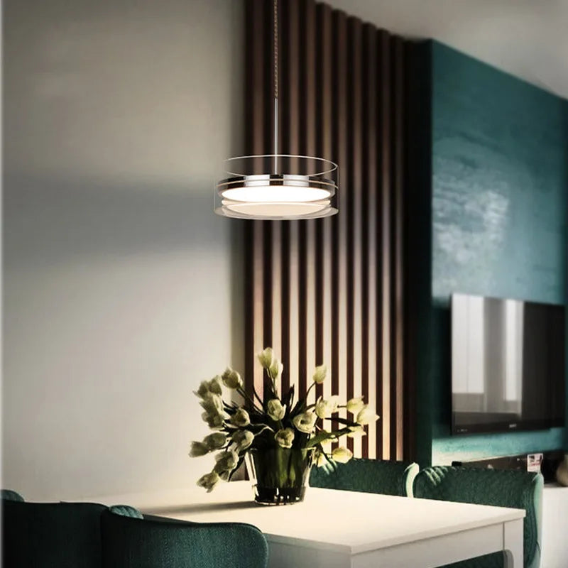 suspension led style 	 avec cordon réglable acrylique rond - vue 2 sur 8