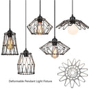 Pendant Light,Industrial Ceiling Pendant Light Fixtures Metal Lampshade,Deformable Geometric Cord Adjustable Folding Cage E27