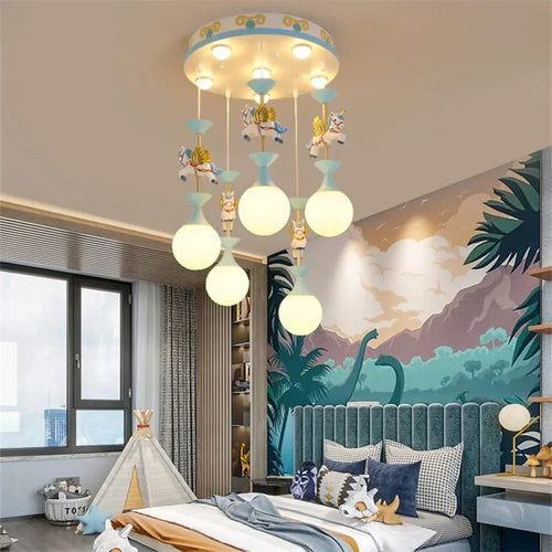 Lustres de chambre d'enfants plafonnier mignon fantaisie moderne lampe à LED créative avec animal salon filles chambre lumière - vue 4 sur 12