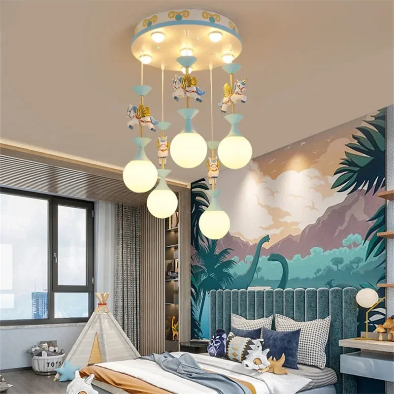 Lustres de chambre d'enfants plafonnier mignon fantaisie moderne lampe à LED créative avec animal salon filles chambre lumière - vue 3 sur 12