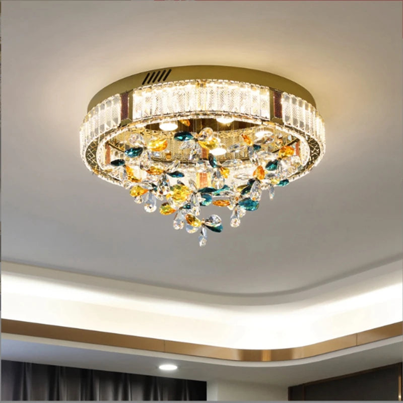Plafonnier moderne en cristal luxe pour intérieur de villa - vue 2 sur 9
