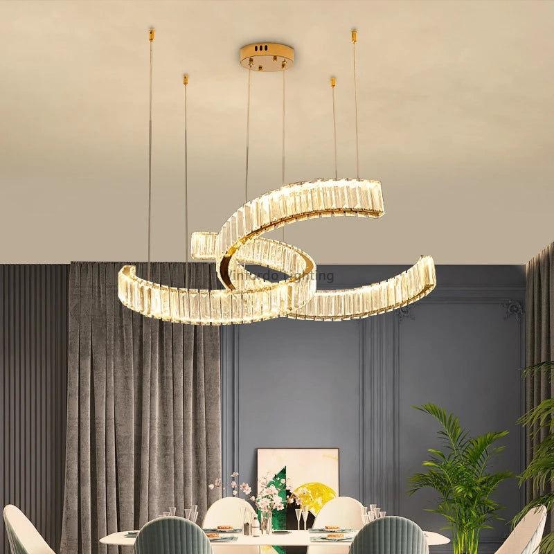 lustre en acier inoxydable cristal postmoderne - vue 4 sur 12