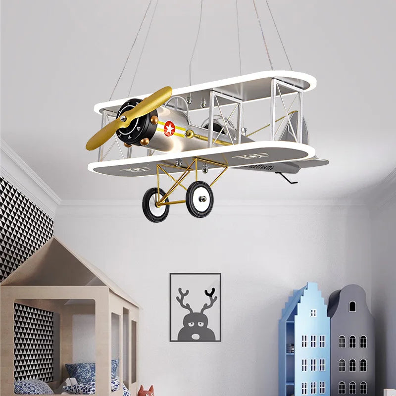 lustre créatif avion hélicoptère pour chambre enfant moderne - vue 3 sur 9
