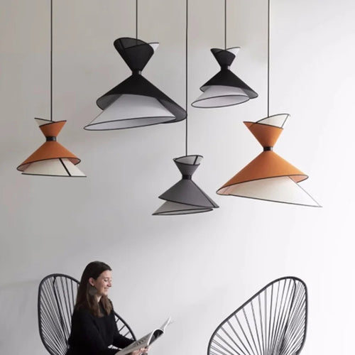suspension design led minimaliste conique colorée - vue 3 sur 12