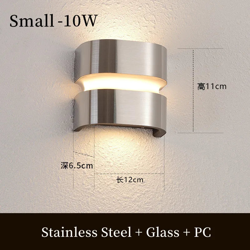 applique murale led moderne en acier inoxydable étanche pour extérieur - vue 8 sur 9