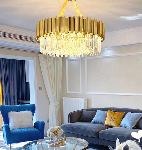 lustre en cristal moderne en or poli pour éclairage intérieur - vue 2 sur 6