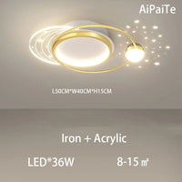 Gold/Black LED Living Room Ceiling Light, RC Dimmable for Kitchen Boys Room Home Decor, Star Decorative Lights.