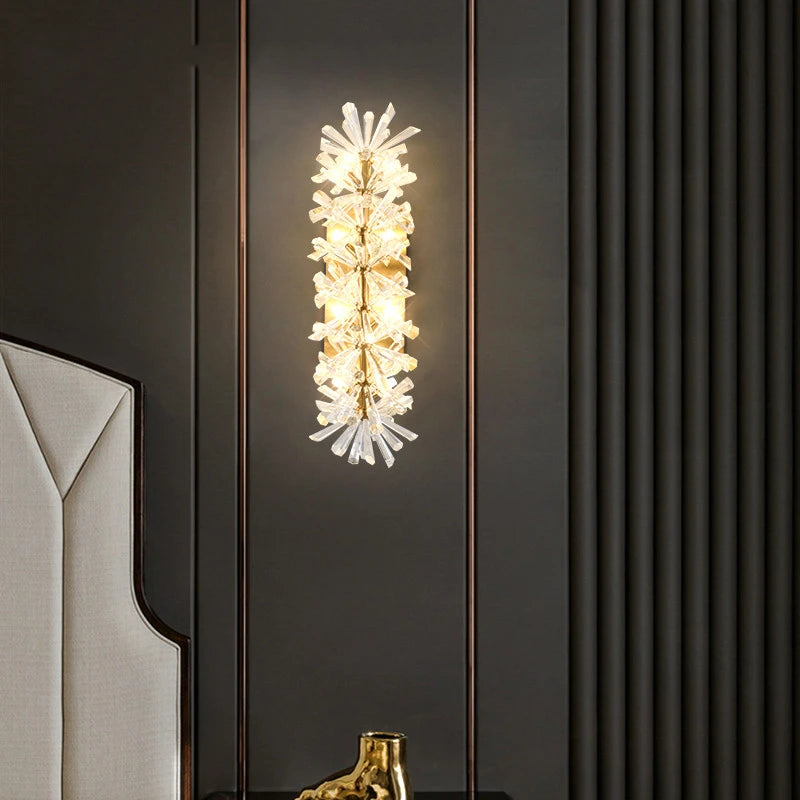 applique murale led moderne en cristal et métal doré - vue 4 sur 12