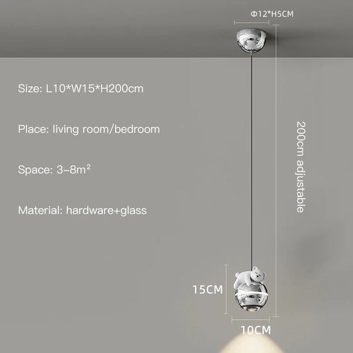 lustre moderne led design astronaute petites suspension - vue 11 sur 18