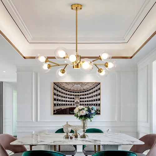 Lamp 9-Light Glass Chandelier,Modern Ceiling Lighting Fixture For Kitchen Dining Room Living Room Bedroom Office Restaurant Bar - vue 7 sur 7