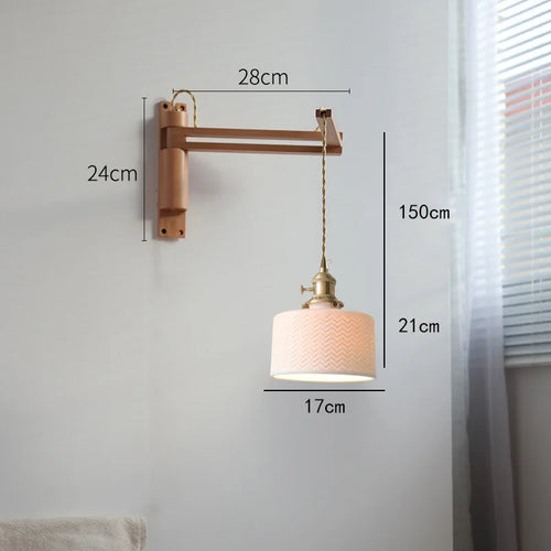 applique murale led rétro japonaise télescopique en laiton et verre - vue 5 sur 15