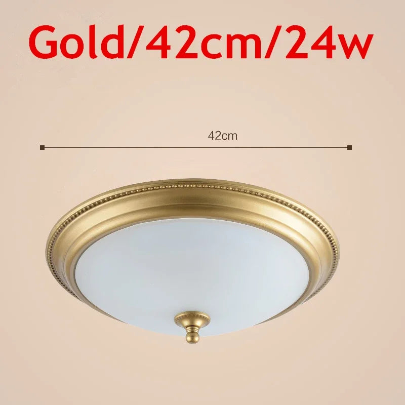 Plafonnier rond or/noir/Bronze plafonnier verre dépoli pour couloir salon cuisine LED lumineuse éclairage 110/220V - vue 17 sur 18