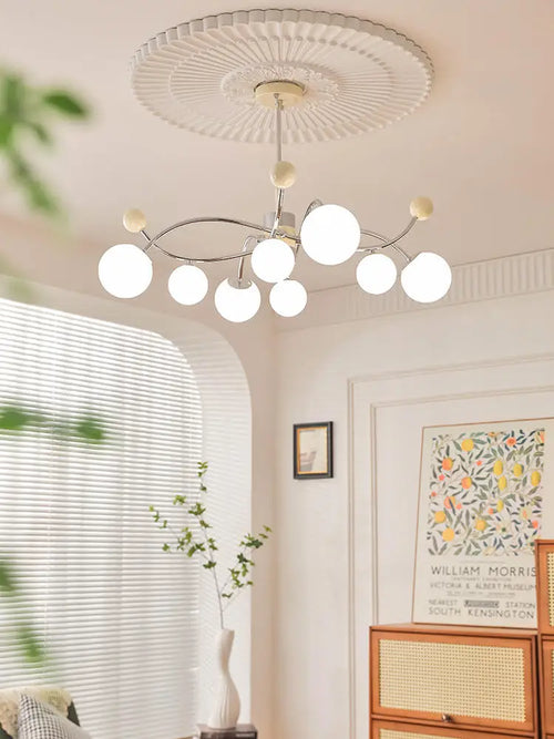 lustre à led en verre et fer pour décoration intérieure - vue 2 sur 9
