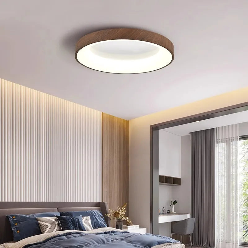 Walnut Color Water Transfer Printing, Modern Minimalist Wabi-Sabi, Ceiling Light for Living Room, Dining Room, Bedroom, Study - vue 2 sur 9