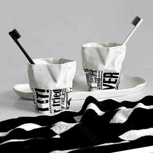 accessoires en céramique d'art origami pour salle de bain haut de gamme - vue 4 sur 15