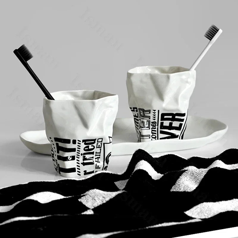 accessoires en céramique d'art origami pour salle de bain haut de gamme - vue 3 sur 15