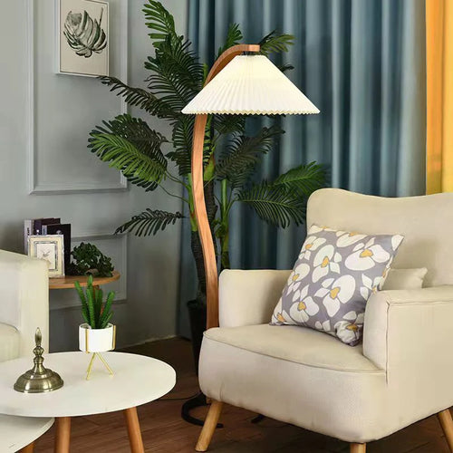 Lampadaire LED en bois massif au design nordique moderne - vue 5 sur 9