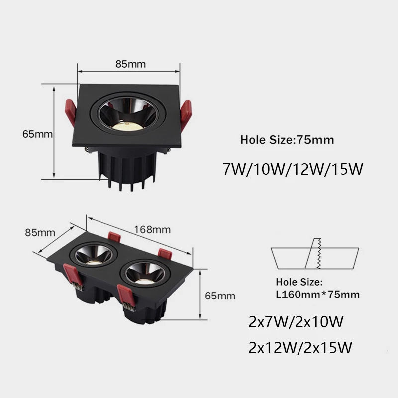 plafonnier led encastré anti-éblouissement pour intérieur moderne - vue 4 sur 5
