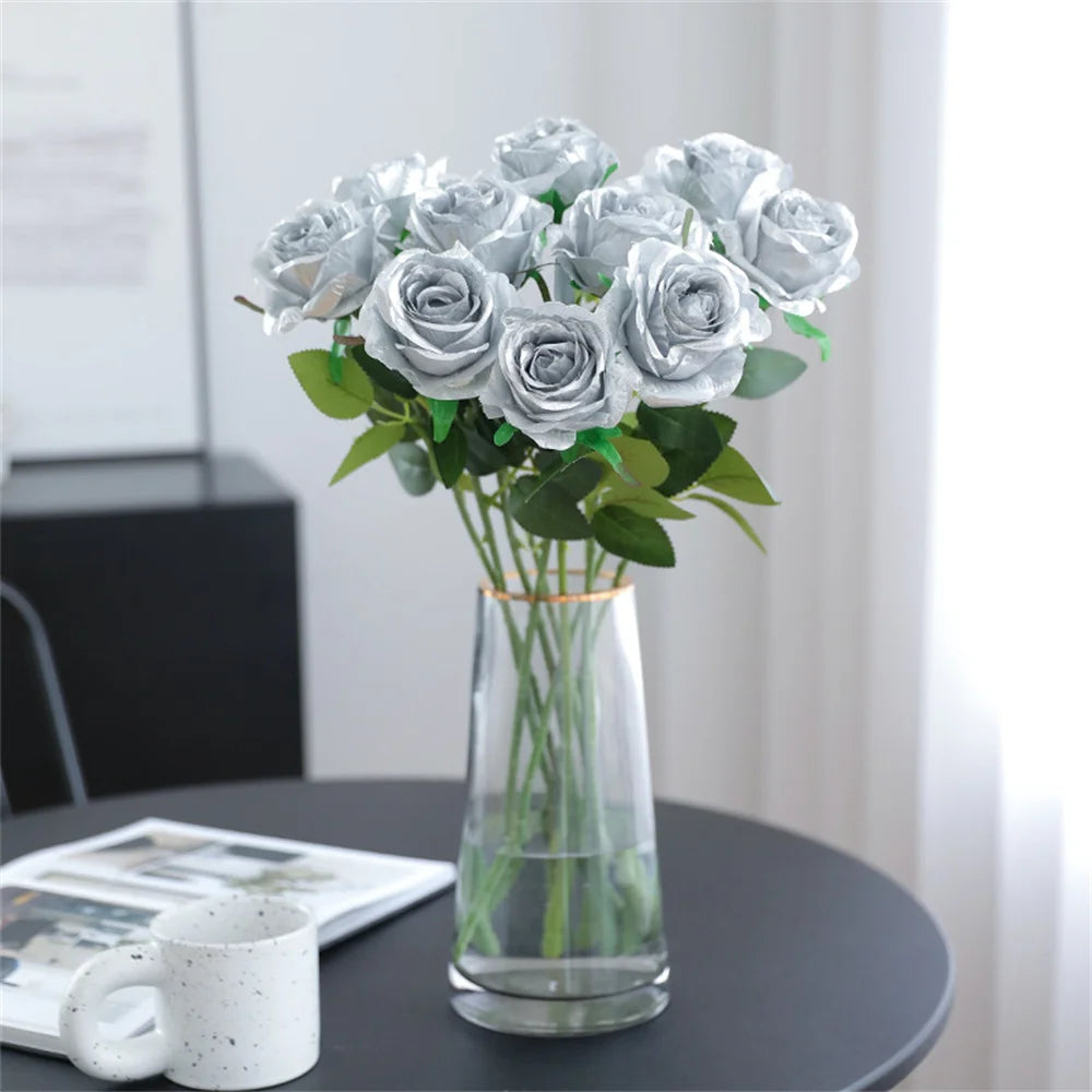 fleurs de roses artificielles en soie pour décorations romantiques - vue 3 sur 13