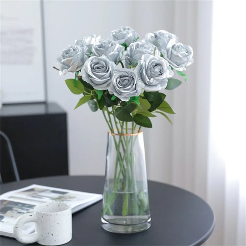 fleurs de roses artificielles en soie pour décorations romantiques - vue 4 sur 13