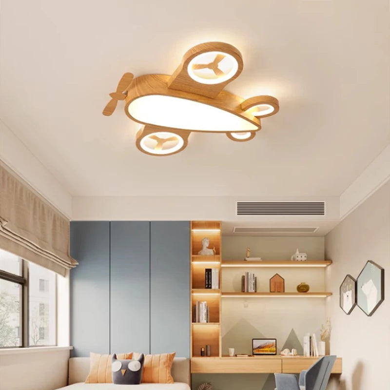 plafonnier led avion design nordique pour chambre enfant - vue 3 sur 8