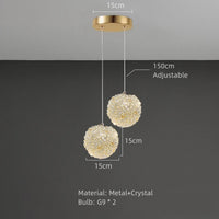 suspension moderne en cristal avec cordon réglable en métal
