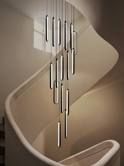 lustre led moderne avec anneau pivotant pour escalier - vue 4 sur 11