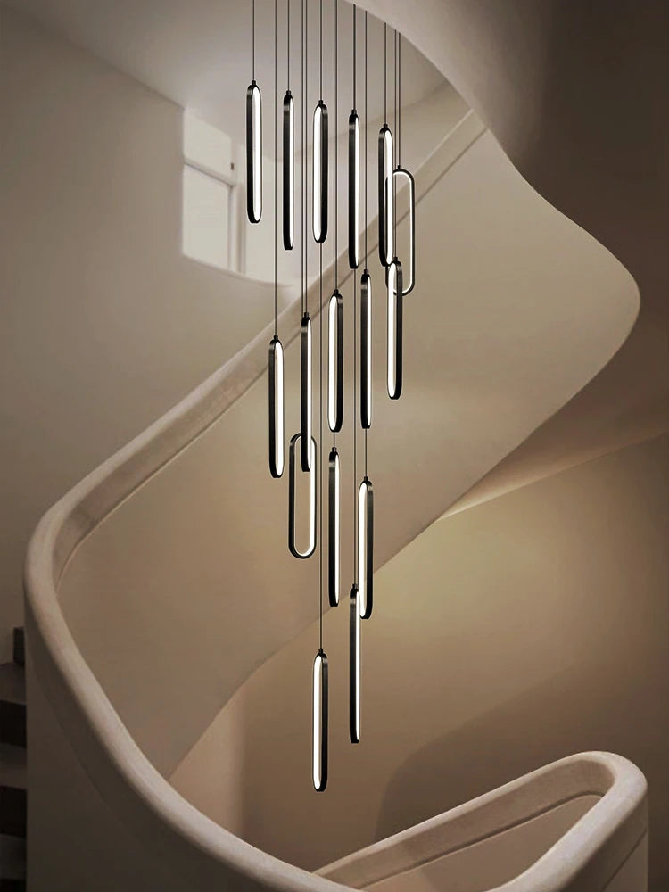 lustre led moderne avec anneau pivotant pour escalier - vue 3 sur 11