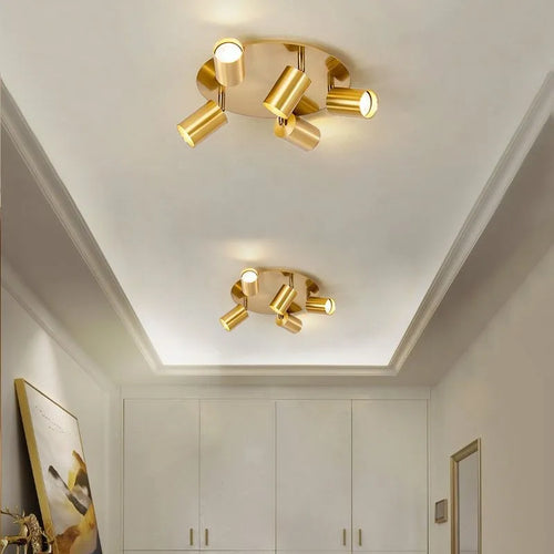 Plafonnier LED au design nordique rotatif à 3/5 têtes dorées - vue 2 sur 12
