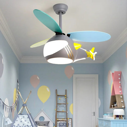 ventilateur créatif hélicoptère pour chambre d'enfant décorative - vue 2 sur 9