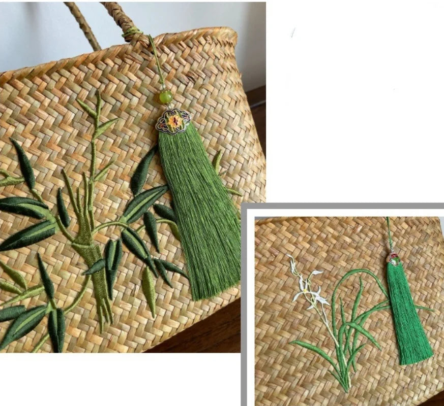 panier brodé traditionnel fait main avec coffret cadeau pour thé - vue 2 sur 6