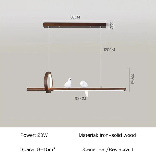 lustre moderne en bois suspension créative pour décoration intérieure - vue 10 sur 10