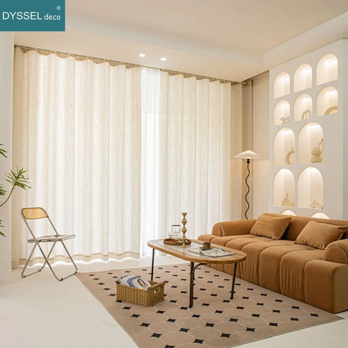 Voilage rideau style lin moderne pour salon chambre - vue 2 sur 7